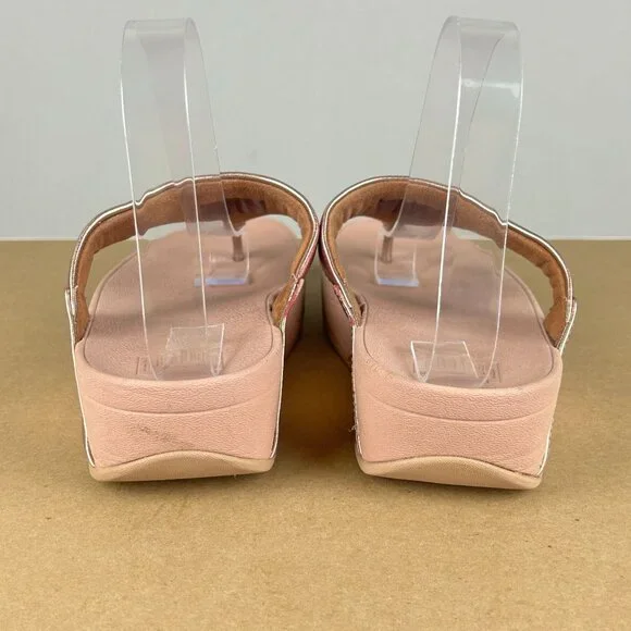 Fitflop Lulu Toe Post Thong Sandals Womens 7.5 Metallic Rose Gold Leather Casual - Picture 4 of 9